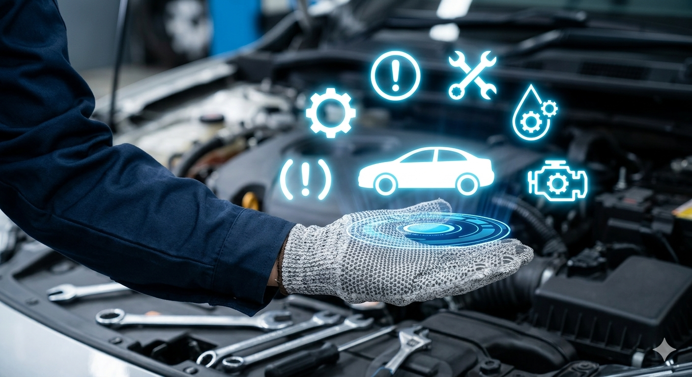 Mobile auto repair technician using advanced diagnostic technology